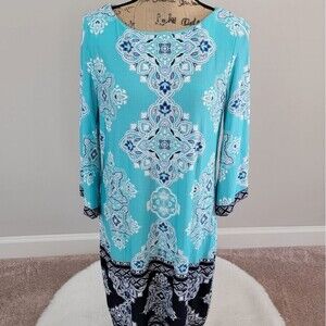 NWOT Studio One turquoise black white dress